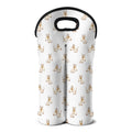 Cartoon Bull Terrier Pattern Print Double Neoprene Wine Tote