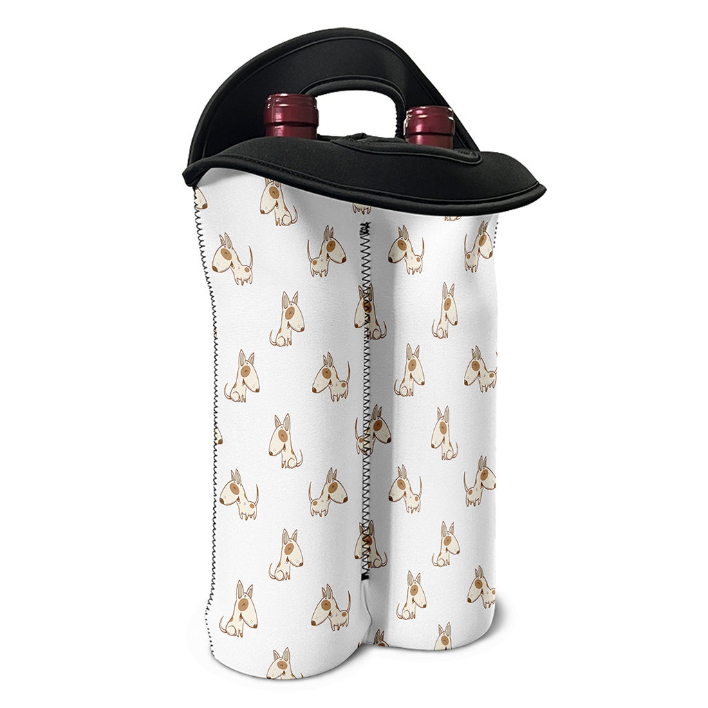 Cartoon Bull Terrier Pattern Print Double Neoprene Wine Tote