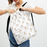 Cartoon Bull Terrier Pattern Print Drawstring Backpack
