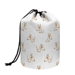 Cartoon Bull Terrier Pattern Print Drawstring Makeup Bag