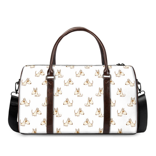 Cartoon Bull Terrier Pattern Print Duffle Bag