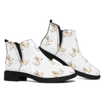 Cartoon Bull Terrier Pattern Print Flat Ankle Boots