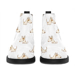 Cartoon Bull Terrier Pattern Print Flat Ankle Boots