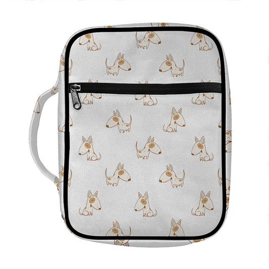 Cartoon Bull Terrier Pattern Print Front Pocket Bible Bag