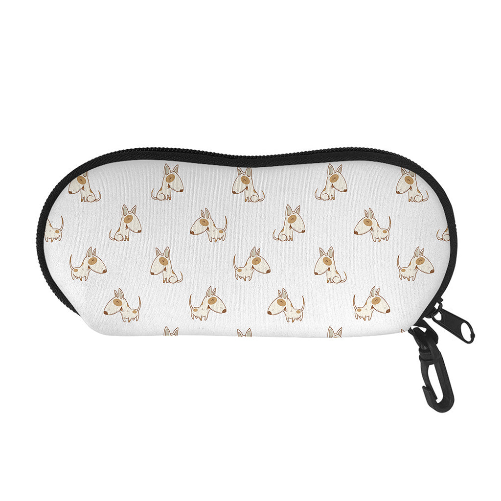 Cartoon Bull Terrier Pattern Print Glasses Case