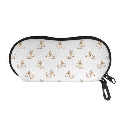 Cartoon Bull Terrier Pattern Print Glasses Case