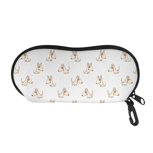 Cartoon Bull Terrier Pattern Print Glasses Case