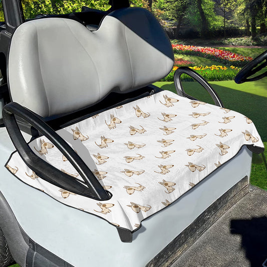 Cartoon Bull Terrier Pattern Print Golf Cart Seat Cover