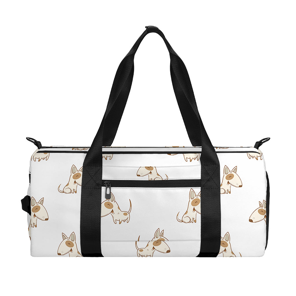 Cartoon Bull Terrier Pattern Print Gym Bag