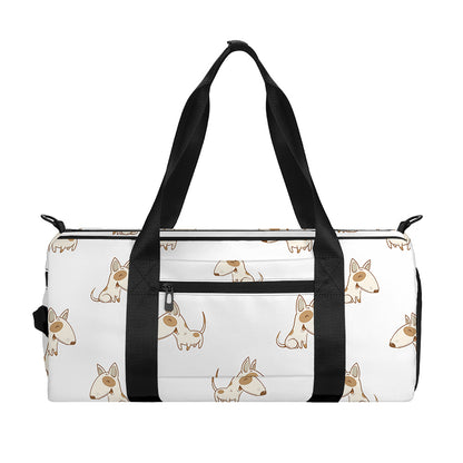 Cartoon Bull Terrier Pattern Print Gym Bag