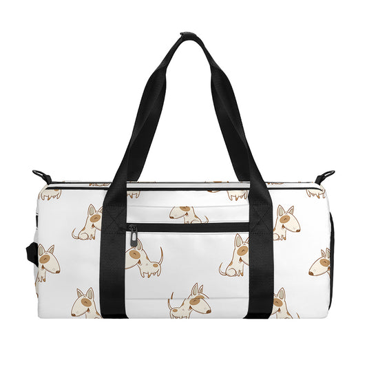 Cartoon Bull Terrier Pattern Print Gym Bag