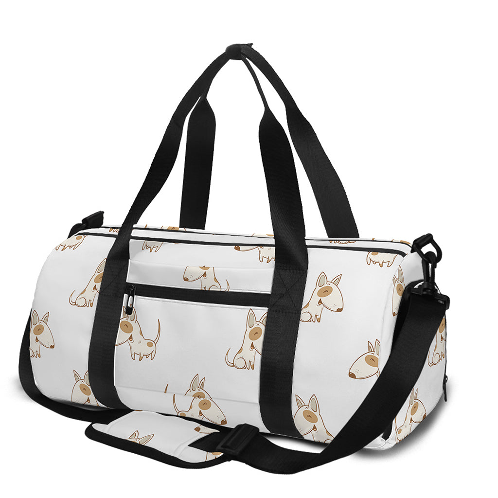 Cartoon Bull Terrier Pattern Print Gym Bag