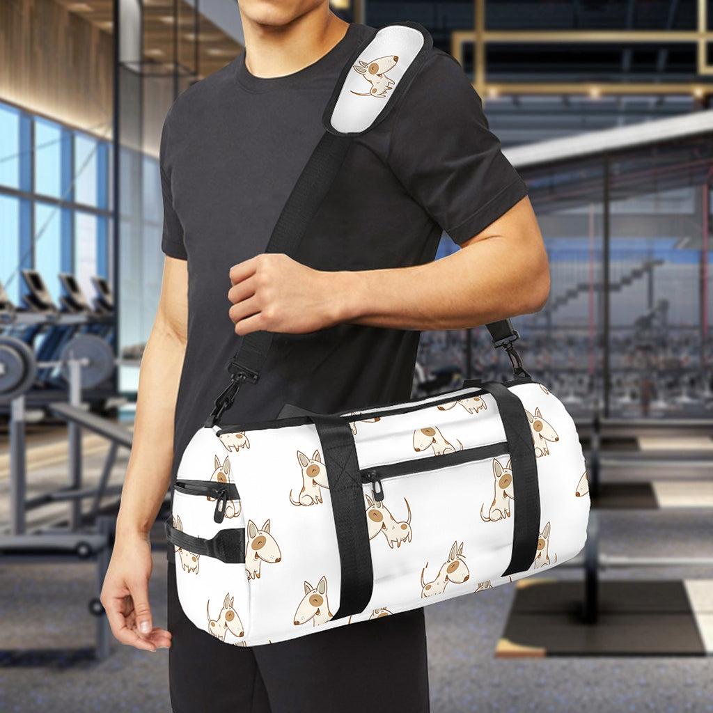 Cartoon Bull Terrier Pattern Print Gym Bag