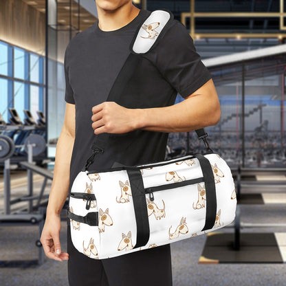 Cartoon Bull Terrier Pattern Print Gym Bag