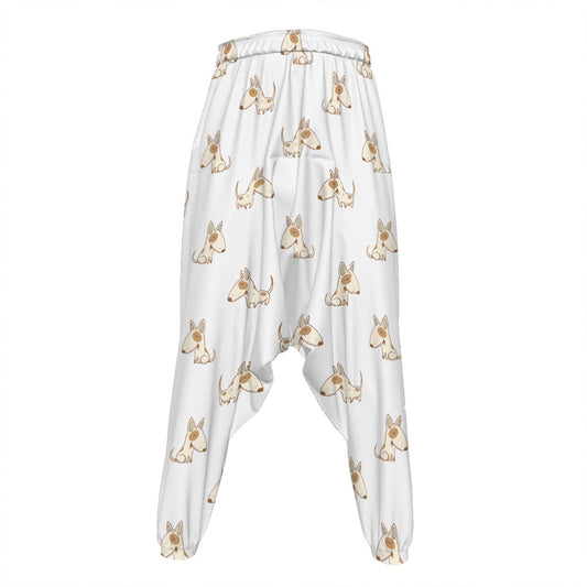Cartoon Bull Terrier Pattern Print Hammer Pants