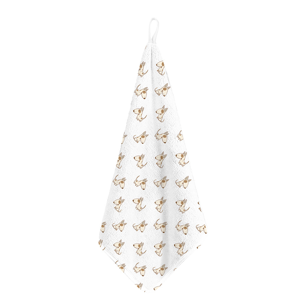 Cartoon Bull Terrier Pattern Print Hand Towel