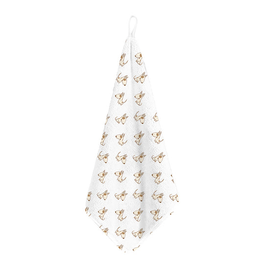Cartoon Bull Terrier Pattern Print Hand Towel