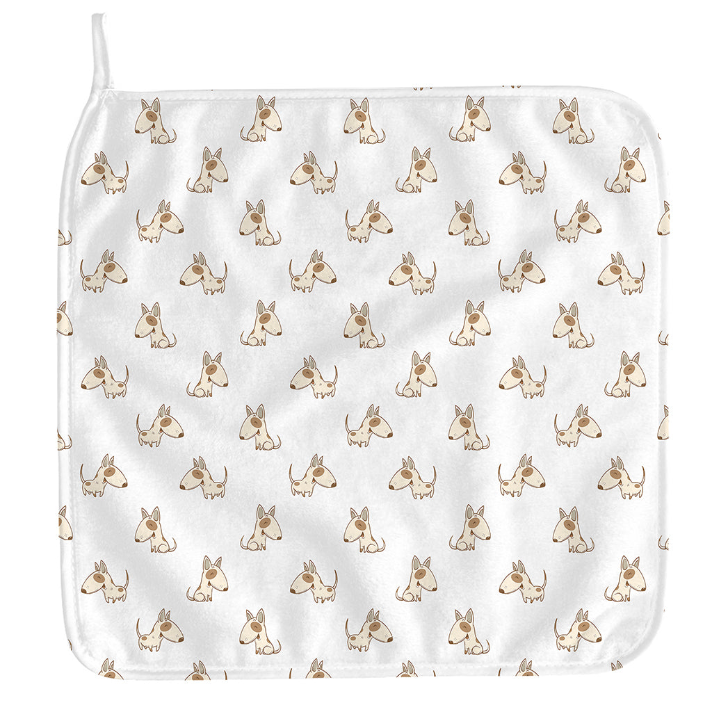 Cartoon Bull Terrier Pattern Print Hand Towel