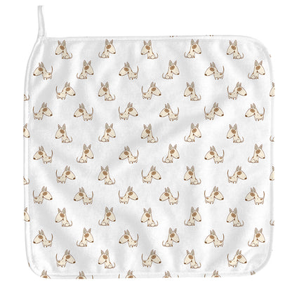 Cartoon Bull Terrier Pattern Print Hand Towel