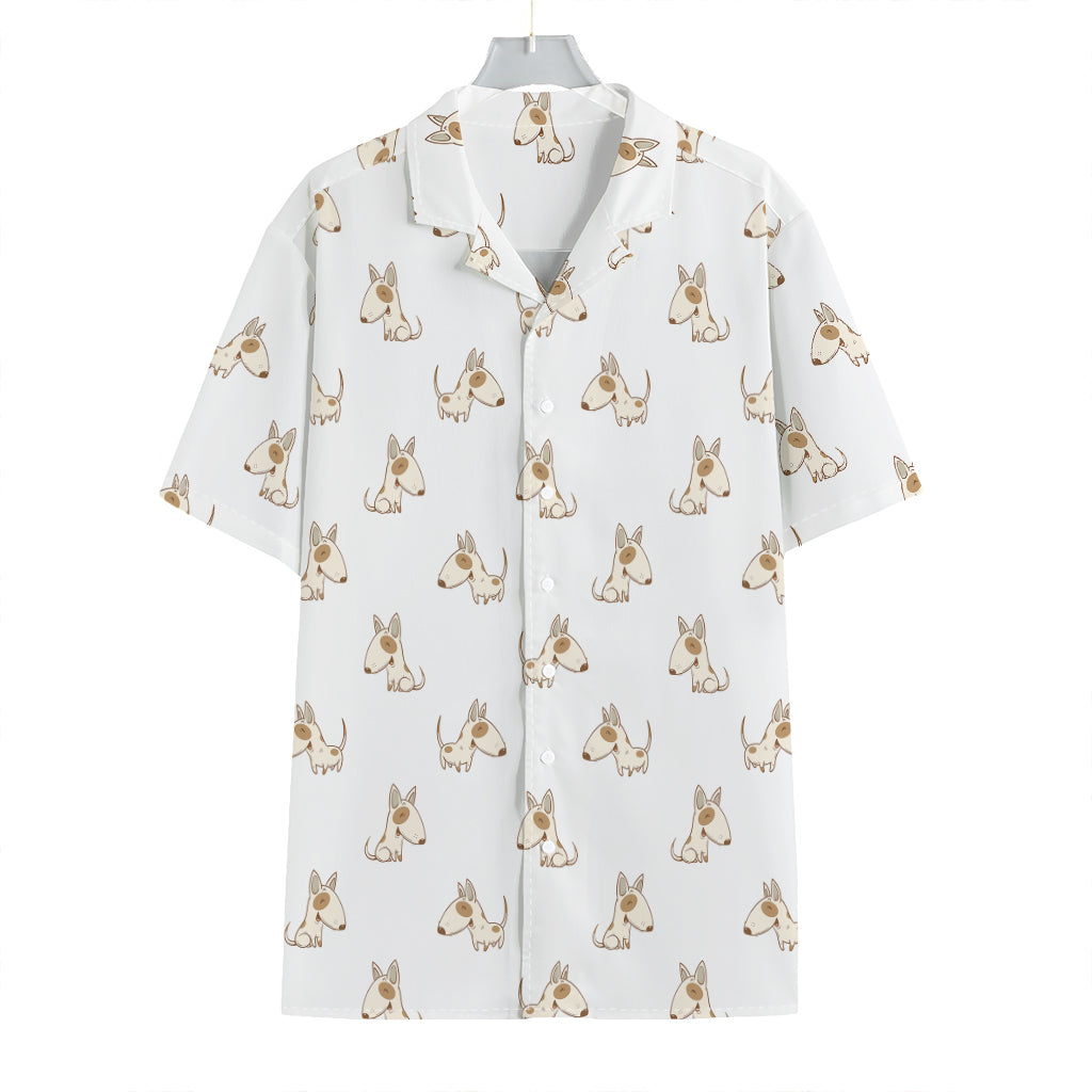 Cartoon Bull Terrier Pattern Print Hawaiian Shirt