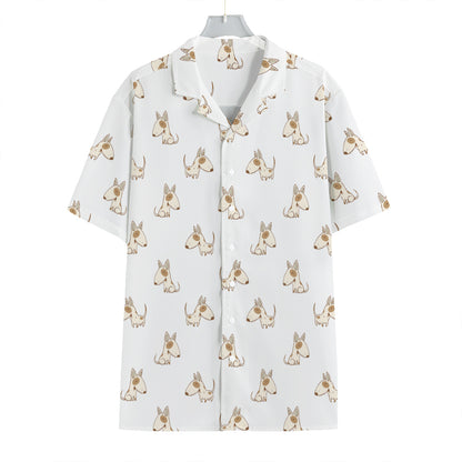 Cartoon Bull Terrier Pattern Print Hawaiian Shirt