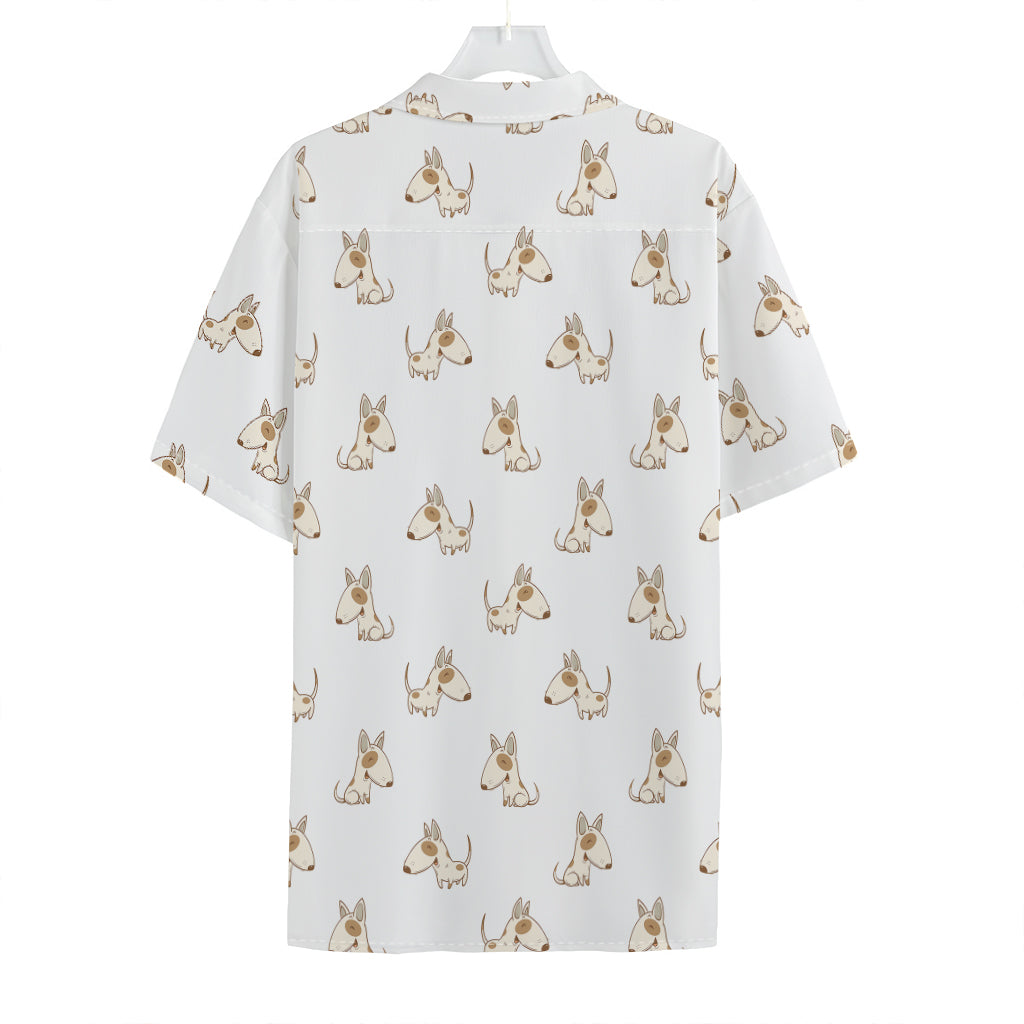 Cartoon Bull Terrier Pattern Print Hawaiian Shirt