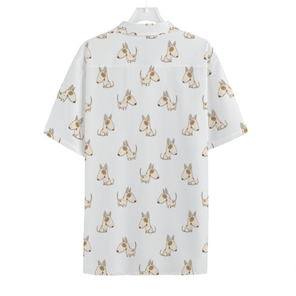 Cartoon Bull Terrier Pattern Print Hawaiian Shirt
