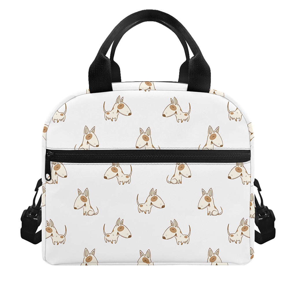 Cartoon Bull Terrier Pattern Print Insulated Lunch Bag