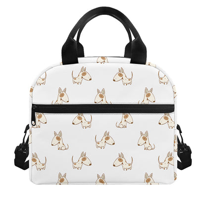 Cartoon Bull Terrier Pattern Print Insulated Lunch Bag