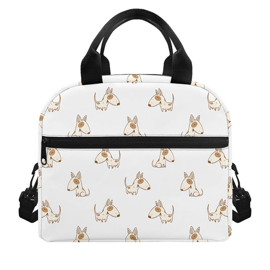 Cartoon Bull Terrier Pattern Print Insulated Lunch Bag