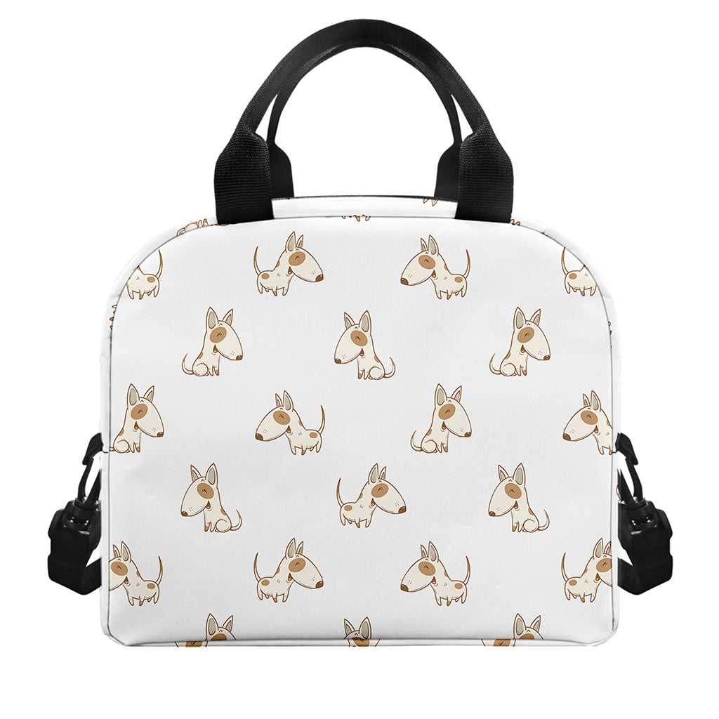 Cartoon Bull Terrier Pattern Print Insulated Lunch Bag