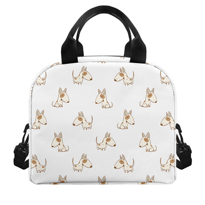 Cartoon Bull Terrier Pattern Print Insulated Lunch Bag