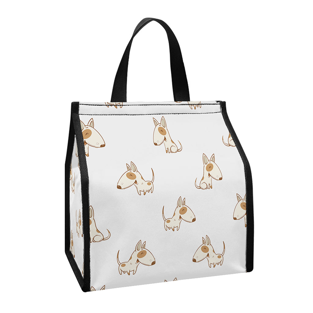Cartoon Bull Terrier Pattern Print Insulated Lunch Tote
