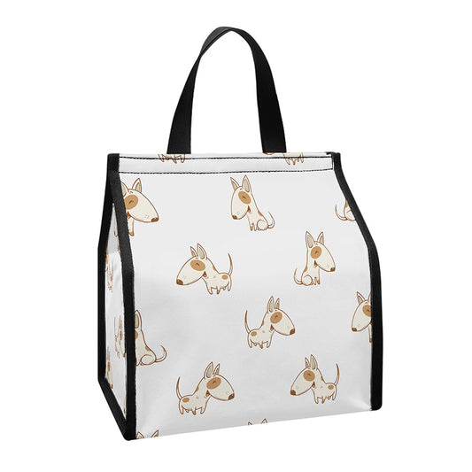 Cartoon Bull Terrier Pattern Print Insulated Lunch Tote