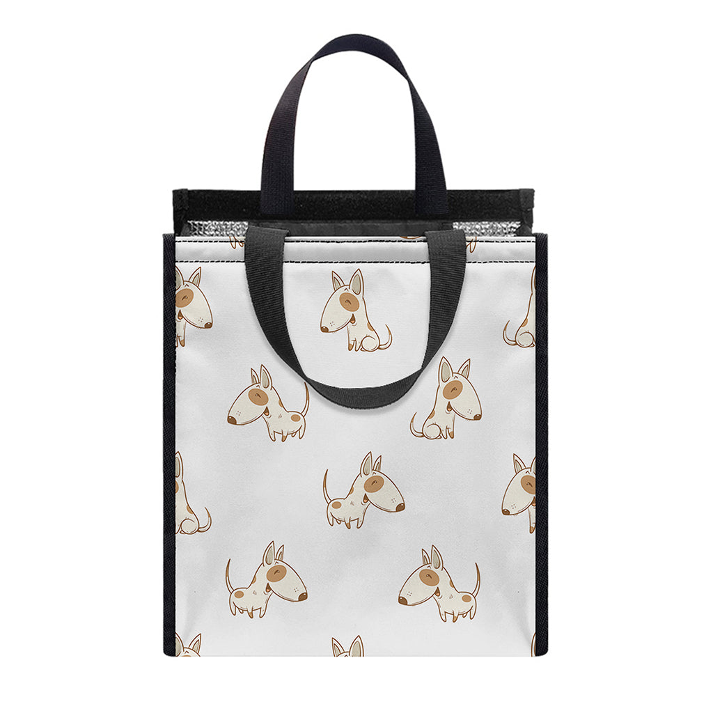 Cartoon Bull Terrier Pattern Print Insulated Lunch Tote