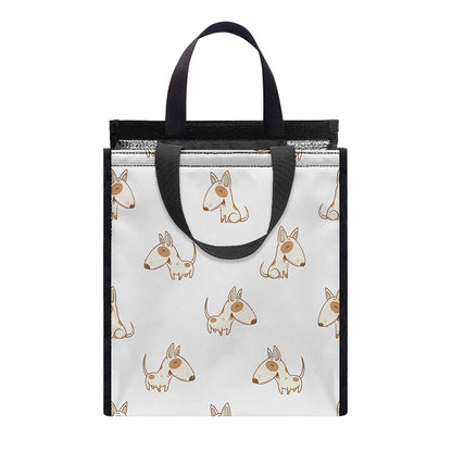 Cartoon Bull Terrier Pattern Print Insulated Lunch Tote