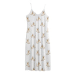 Cartoon Bull Terrier Pattern Print Jersey Midi Cami Dress