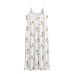Cartoon Bull Terrier Pattern Print Jersey Midi Cami Dress
