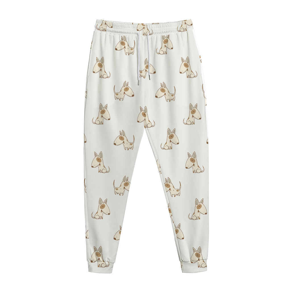 Cartoon Bull Terrier Pattern Print Jogger Pants