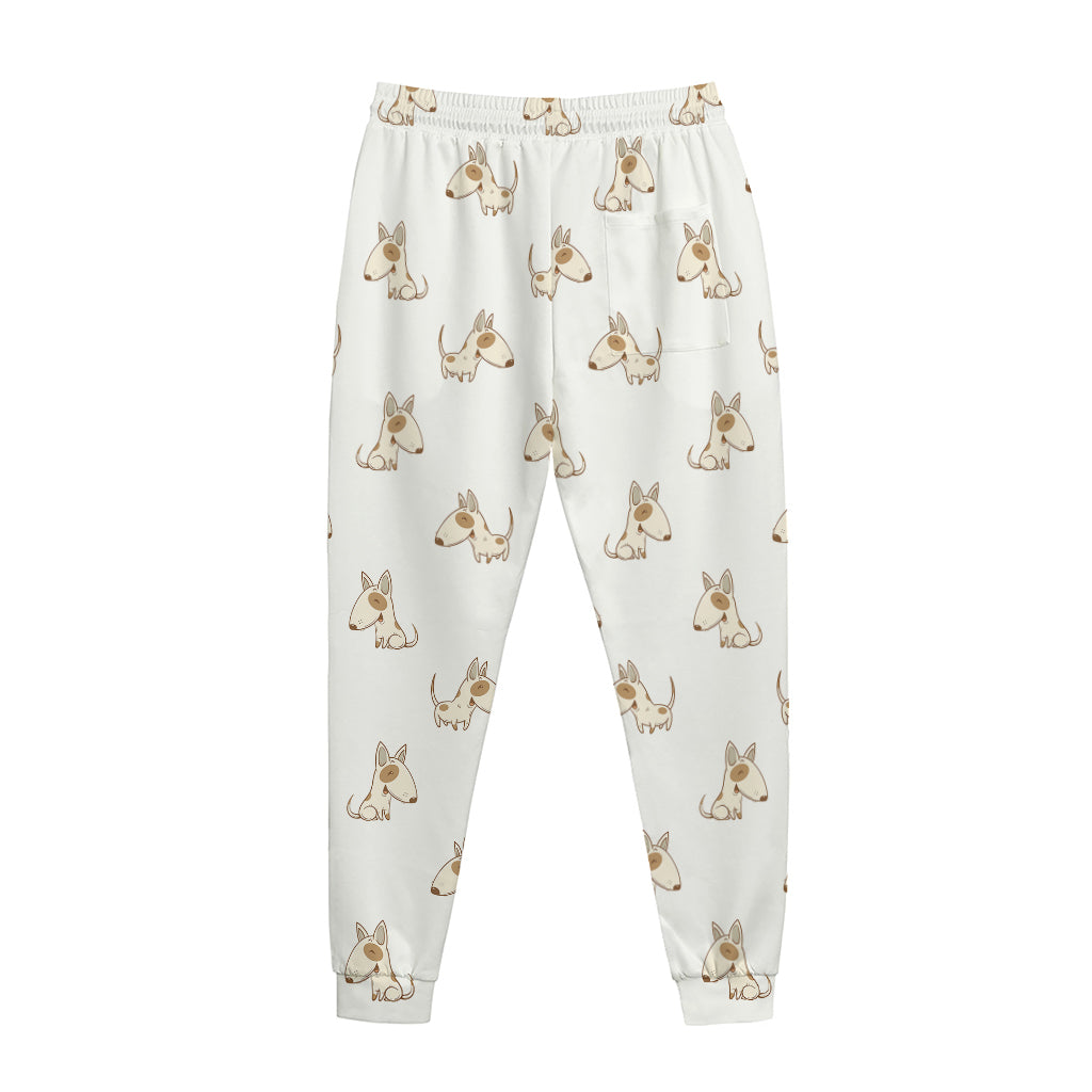 Cartoon Bull Terrier Pattern Print Jogger Pants