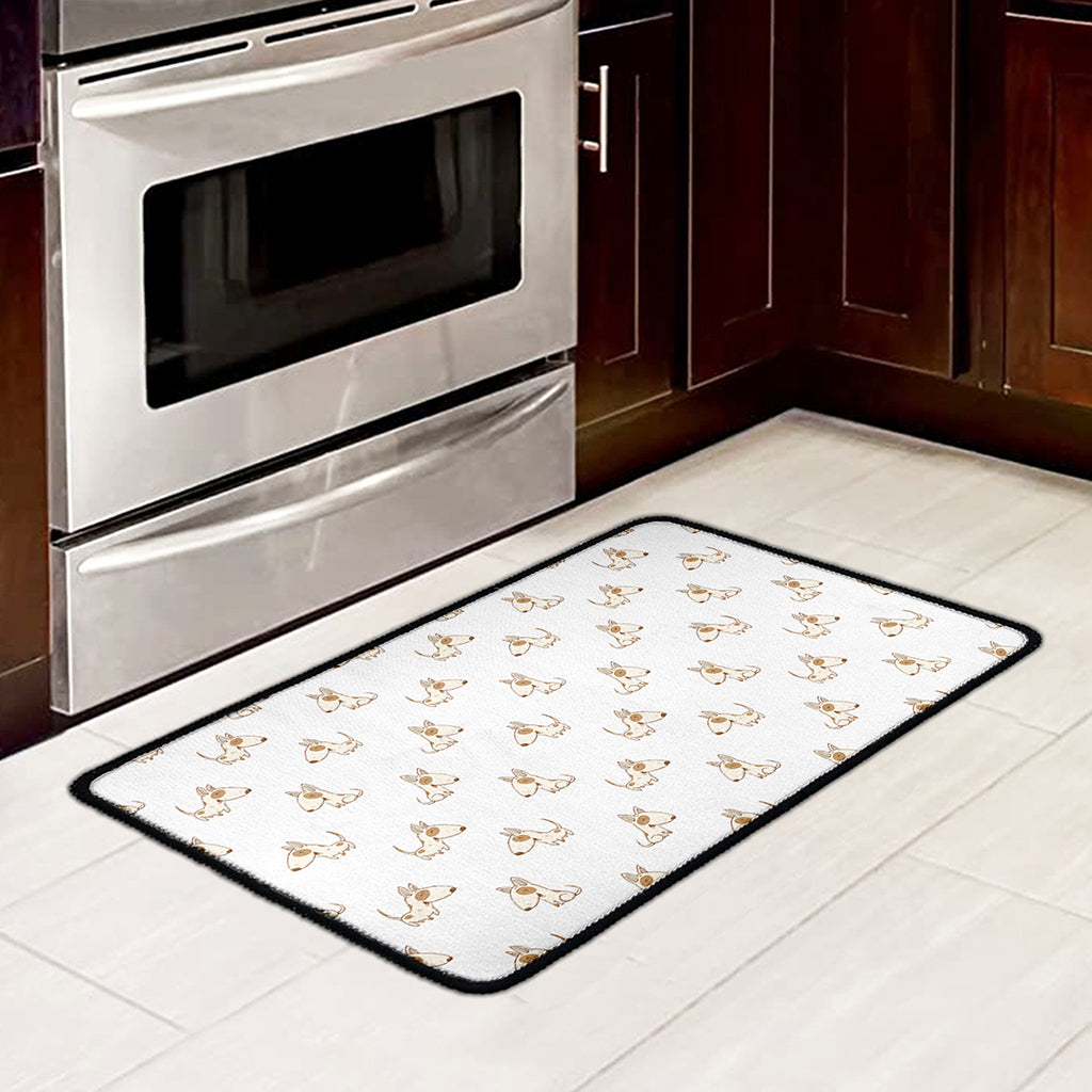 Cartoon Bull Terrier Pattern Print Kitchen Mat