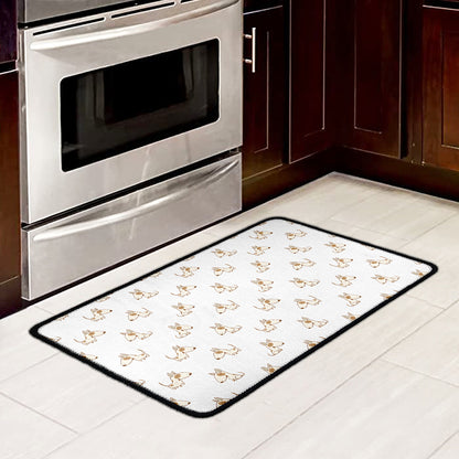 Cartoon Bull Terrier Pattern Print Kitchen Mat