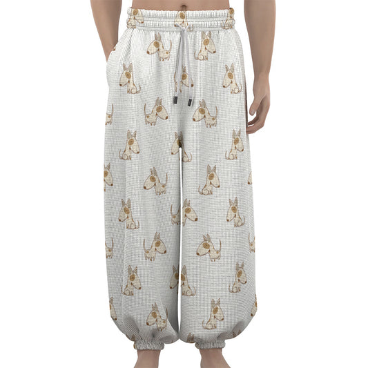 Cartoon Bull Terrier Pattern Print Lantern Pants