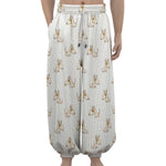 Cartoon Bull Terrier Pattern Print Lantern Pants