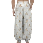 Cartoon Bull Terrier Pattern Print Lantern Pants