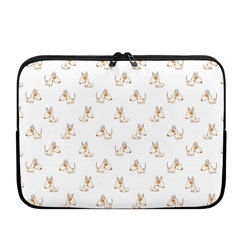 Cartoon Bull Terrier Pattern Print Laptop Sleeve