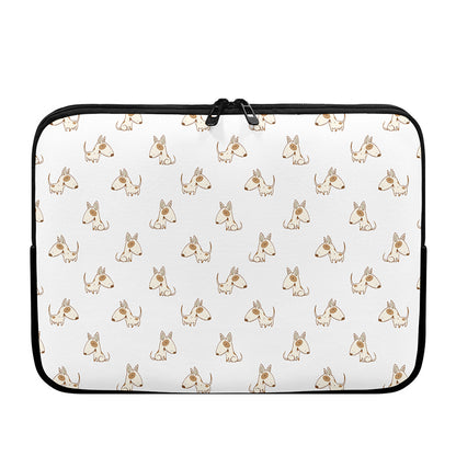 Cartoon Bull Terrier Pattern Print Laptop Sleeve