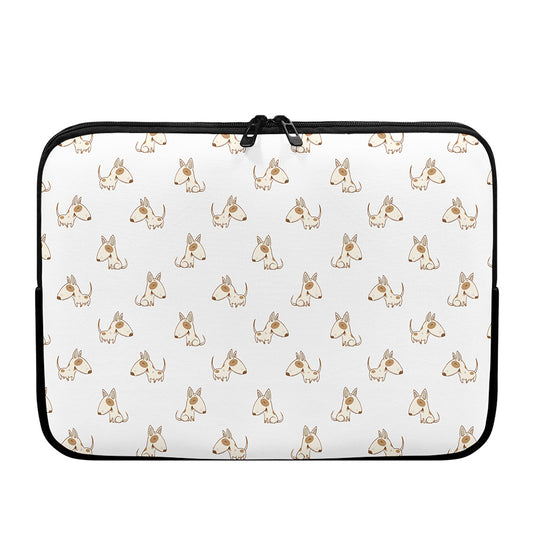 Cartoon Bull Terrier Pattern Print Laptop Sleeve