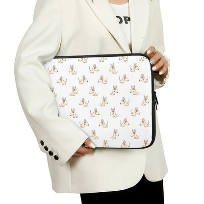 Cartoon Bull Terrier Pattern Print Laptop Sleeve