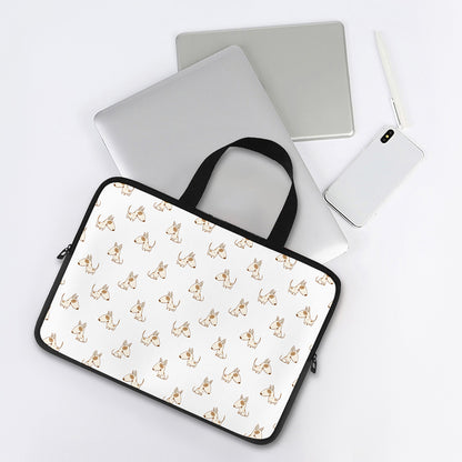 Cartoon Bull Terrier Pattern Print Laptop Sleeve With Handle